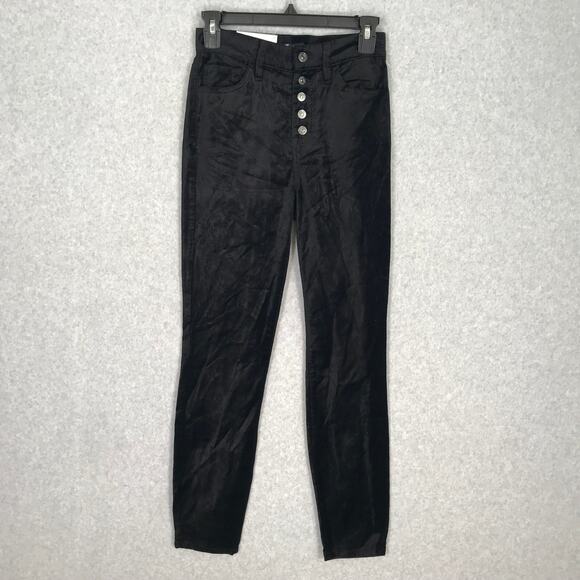 7 For All Mankind Velvet Pants Size 25 Black Victorian Academia Whimsigoth Dark - Picture 1 of 14